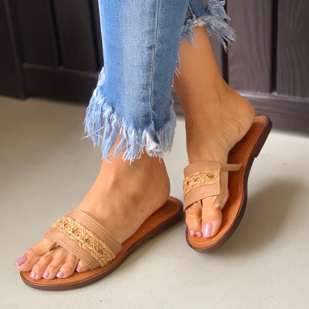 Texas Braided Woven Genuine Leather Slides Sandal - Picture 2 of 3